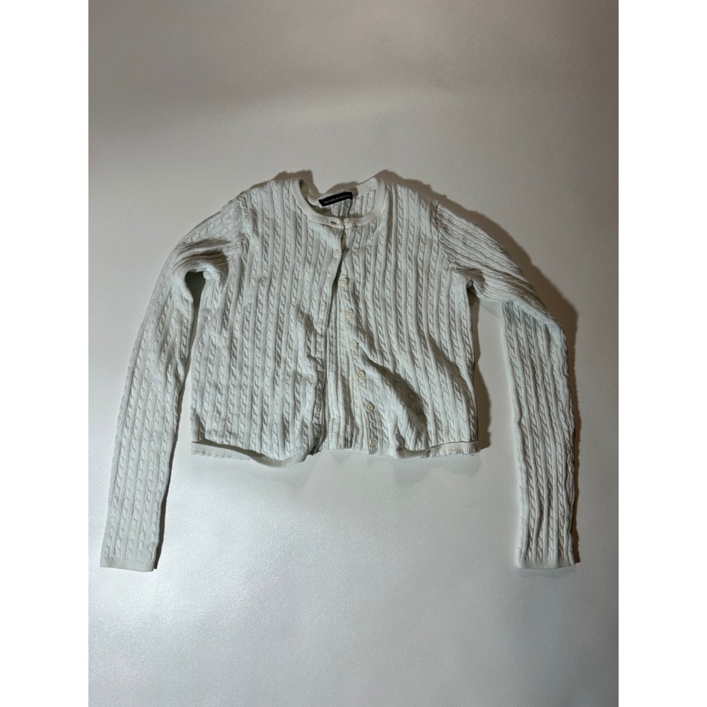 Brandy Melville Cardigan Womens One Size White Excellent Cable Knit Cropped